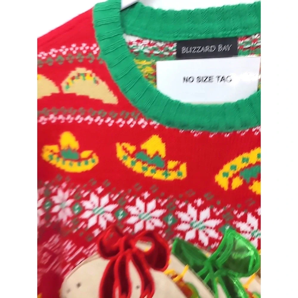 Blizzard Bay Tacos Sombrero‎ Fiesta Mens Ugly Christmas Sweater Long Sleeves XXL